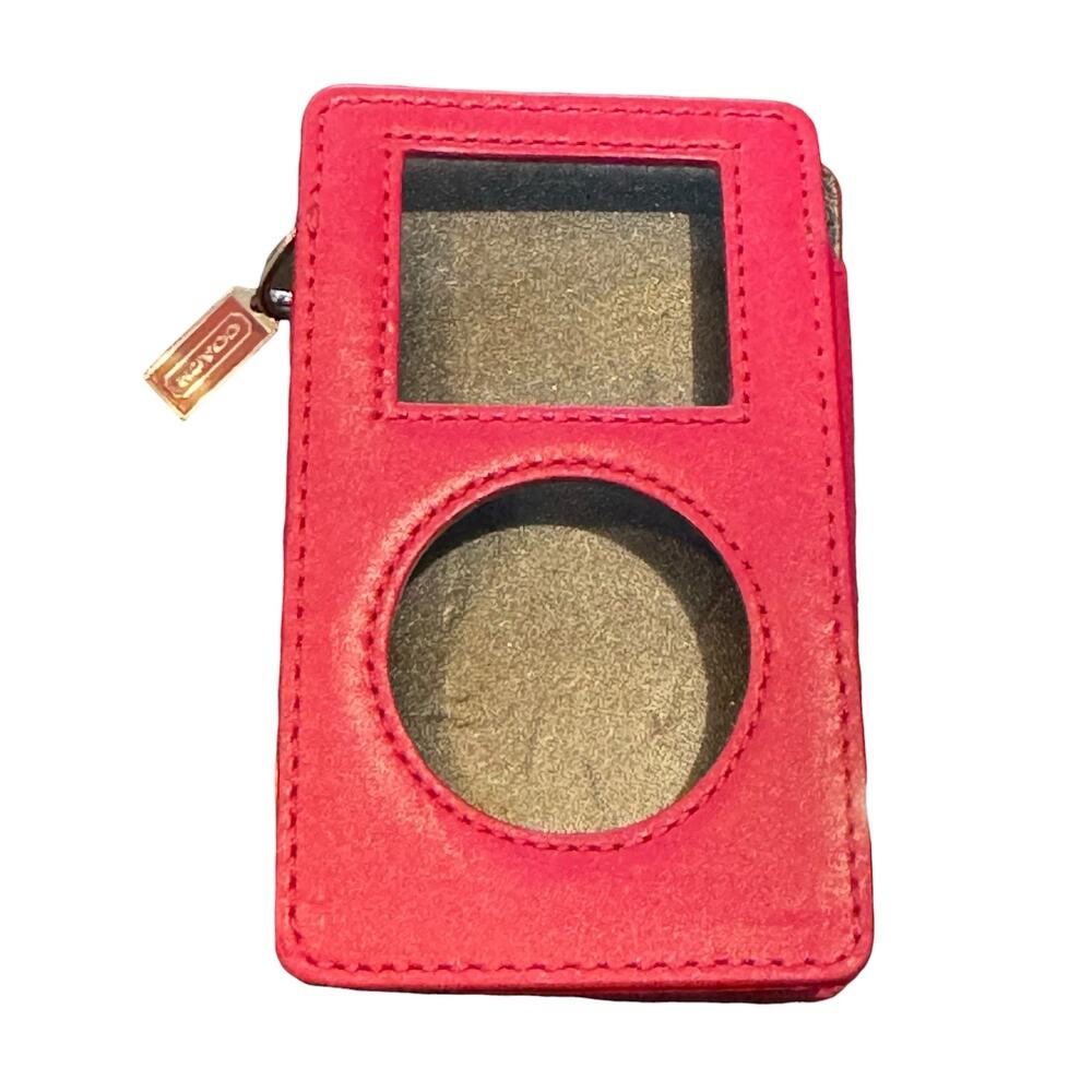 Vtg Coach Pink Leather Y2K Ipod Case with Metal Hang Tag